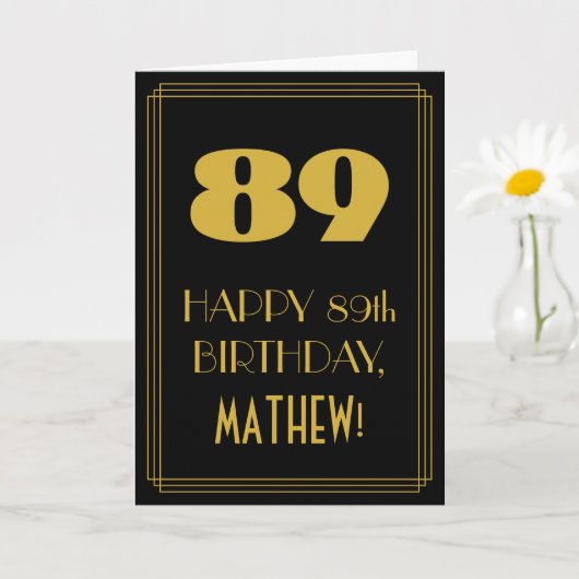 Carte 89e anniversaire - Art Déco Inspiré Look "89" & No (Petite plante)