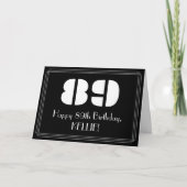 Carte 89e anniversaire : Art Déco Inspiré Look "89" & No (Devant)