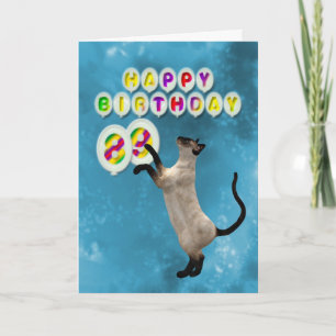 Carte 89e anniversaire avec chats siamois