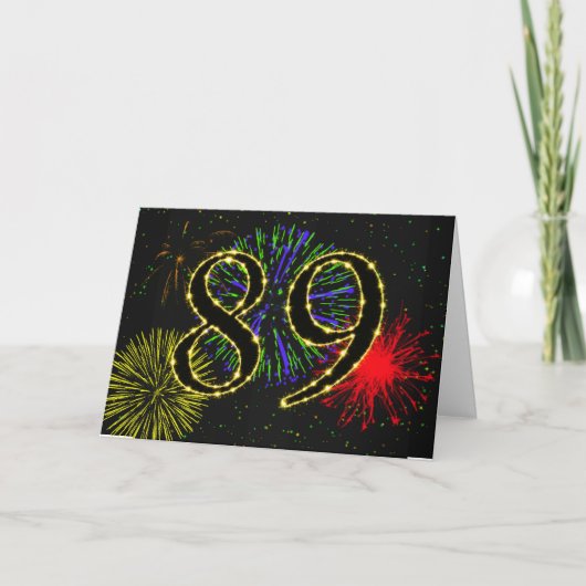 Carte 89e anniversaire avec feux d'artifice (Devant)