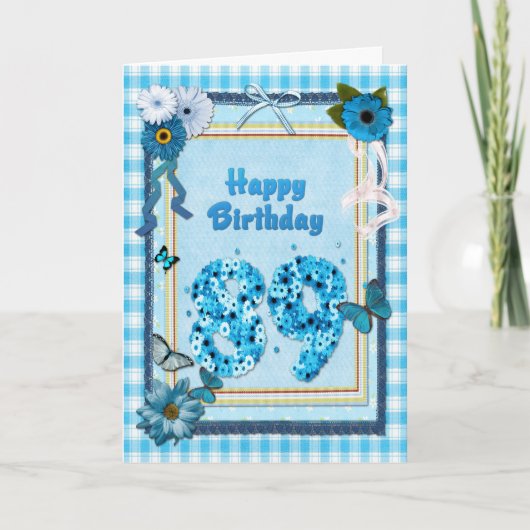 Carte 89e anniversaire avec un effet de scrapbook (Devant)