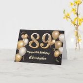 Carte 89e anniversaire Ballons noirs et or Anniversaire (Fleur jaune)