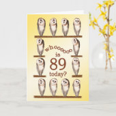 Carte 89e anniversaire, Curious owls card. (Fleur jaune)