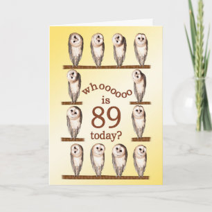 Carte 89e anniversaire, Curious owls card.