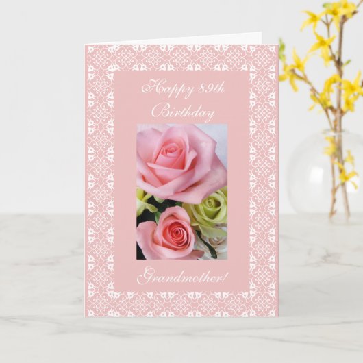 Carte 89e anniversaire de grand-mère - rose (Fleur jaune)