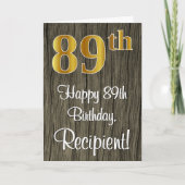 Carte 89e anniversaire : Elégant look d'or Faux #, Faux  (Devant)
