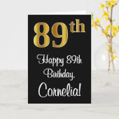 Carte 89e anniversaire ~ Elégant Luxueux Faux Gold Look (Fleur jaune)