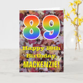 Carte 89e anniversaire; feuilles d'automne rustiques; ar (Fleur jaune)