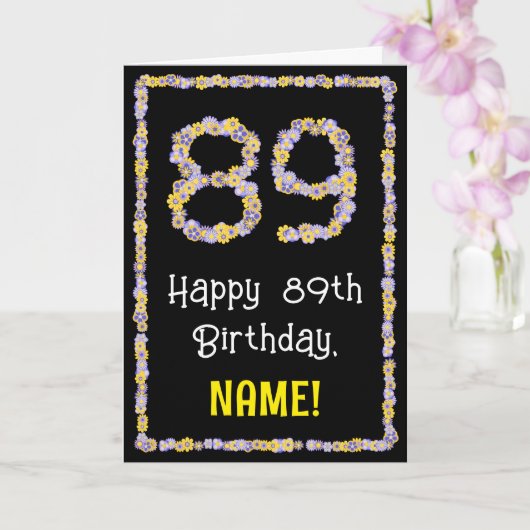 Carte 89e anniversaire : Floral Flowers Numéro, Nom pers (Orchidée)