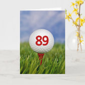 Carte 89e anniversaire Golf Ball on Red Tee (Fleur jaune)