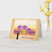 Carte 89e anniversaire Orchidées roses dans la fenêtre (Fleur jaune)