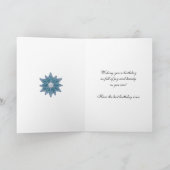 Carte 89ème anniversaire en turquoise avec fleurs et pap (Intérieur)