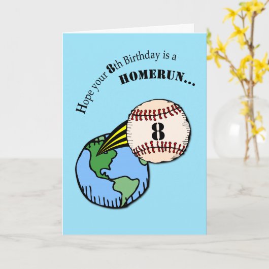 Carte 8 Anniversaire de base-ball (Fleur jaune)