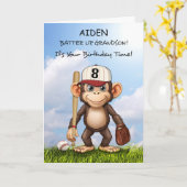 Carte 8 Anniversaire Grandson Personnaliser le singe de  (Fleur jaune)