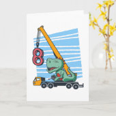 Carte 8 ans 8e anniversaire grue mobile Dinosaur (Fleur jaune)