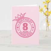 Carte 8 ans - Anniversaire Princesse - rose (Fleur jaune)