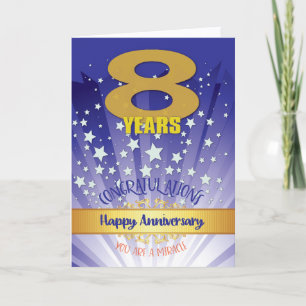 Carte 8 ans d'anniversaire de rétablissement chiffre gra