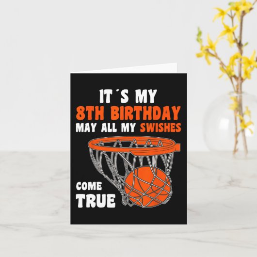Carte 8 ans Joyeux 8e anniversaire Basketball 8e anniver (Fleur jaune)