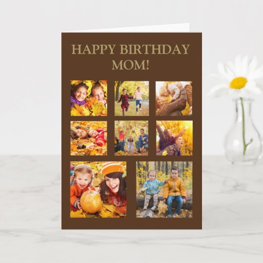 Carte 8 Collage photo Joyeux Anniversaire Maman (Petite plante)