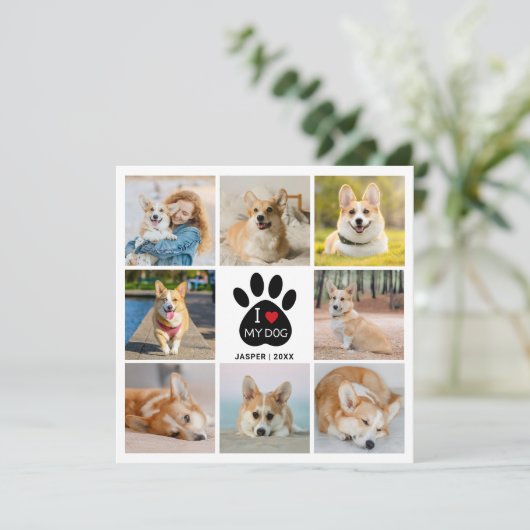 Carte 8 Photo Collage Coeur J'aime mon Empreinte de patt (Debout devant)