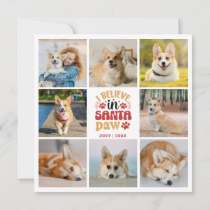 Carte 8 Photo Collage Pet Je Crois En Père Noël Paw Card