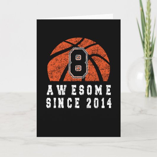 Carte 8e anniversaire 2014 Basketball Boy 8 ans (Devant)