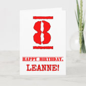 Carte 8e anniversaire : Amusant, Timbre en caoutchouc ro (Devant)