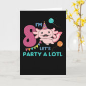 Carte 8e anniversaire Axolotl Huit ans douces Axolotls (Fleur jaune)