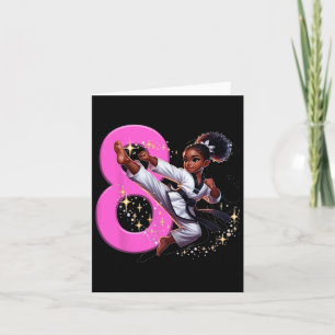 Carte 8e anniversaire Black Girl Martial Arts Party Taek