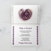 Carte 8e anniversaire de mariage - Cœur de rose violette (Intérieur)