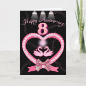 Carte 8e anniversaire de Mariage Pink Heart Bow for Coup (Devant)