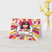 Carte 8e anniversaire Filles Super Kids Pink Comic Book (Fleur jaune)