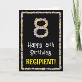 Carte 8e anniversaire : Floral Flowers Numéro, Nom perso (Devant)