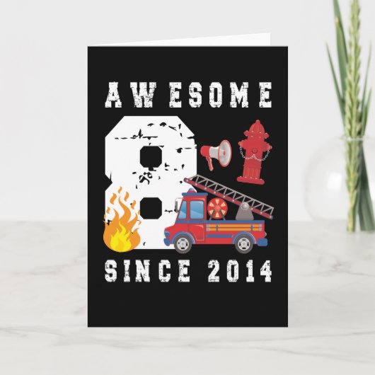 Carte 8e anniversaire Gift Firefighter Boy Né en 2014 (Devant)