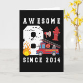 Carte 8e anniversaire Gift Firefighter Boy Né en 2014 (Fleur jaune)