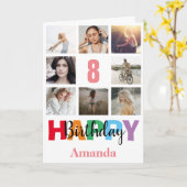 Carte 8e anniversaire heureux Collage photo moderne rose (Fleur jaune)