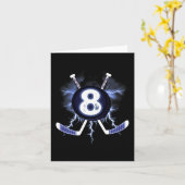 Carte 8e anniversaire - Hockey sur glace 8 ans cadeau (Fleur jaune)