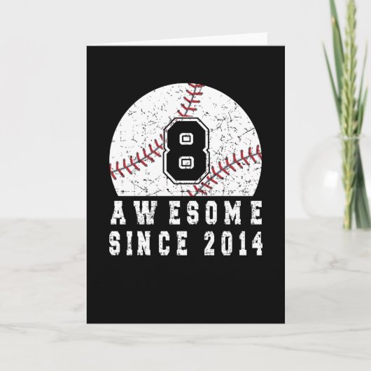 Carte 8e Anniversaire Né En 2014 Baseball Boy 8 An (Devant)