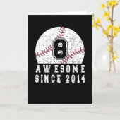 Carte 8e Anniversaire Né En 2014 Baseball Boy 8 An (Fleur jaune)