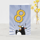 Carte 8e anniversaire - Penguin Surprise (Fleur jaune)