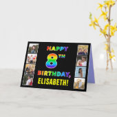 Carte 8e anniversaire : Rainbow Text, Custom Photos & Na (Fleur jaune)