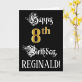 Carte 8e anniversaire — Script fantaisie; look or Faux;  (Fleur jaune)