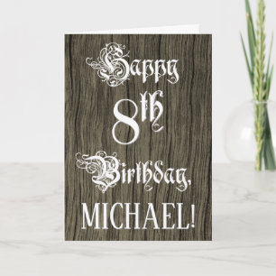 Carte 8e anniversaire : Texte élégant, fantaisie; Faux W
