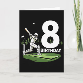 Carte 8th Birthday Cricket Lover Fun Design 