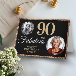 Carte 90 ans et Fabuleux Paillettes Dorées 2 Photo 90e A