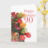 Carte 90 e anniversaire bouquet jaune rouge (Fleur jaune)