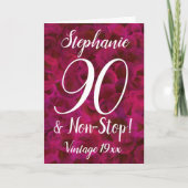 Carte 90 et Anniversaire Abstrait non stop de Rose rouge (Devant)
