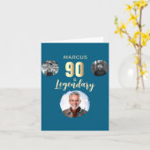 Carte 90 Legendary 3 Photos Gold 90th Birthday  (Fleur jaune)