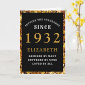Carte 90e anniversaire 1932 Black Gold Elegant (Fleur jaune)