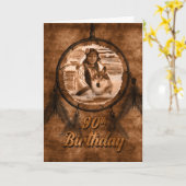 Carte 90e anniversaire Amérindien Dreamcatcher (Fleur jaune)